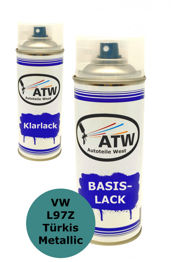 Autolack für VW L97Z Türkis Metallic+400ml Klarlack Set